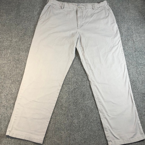 IZOD Saltwater Mens 38x32 Straight Stretch Chino Casual Pants Beige - Picture 1 of 6